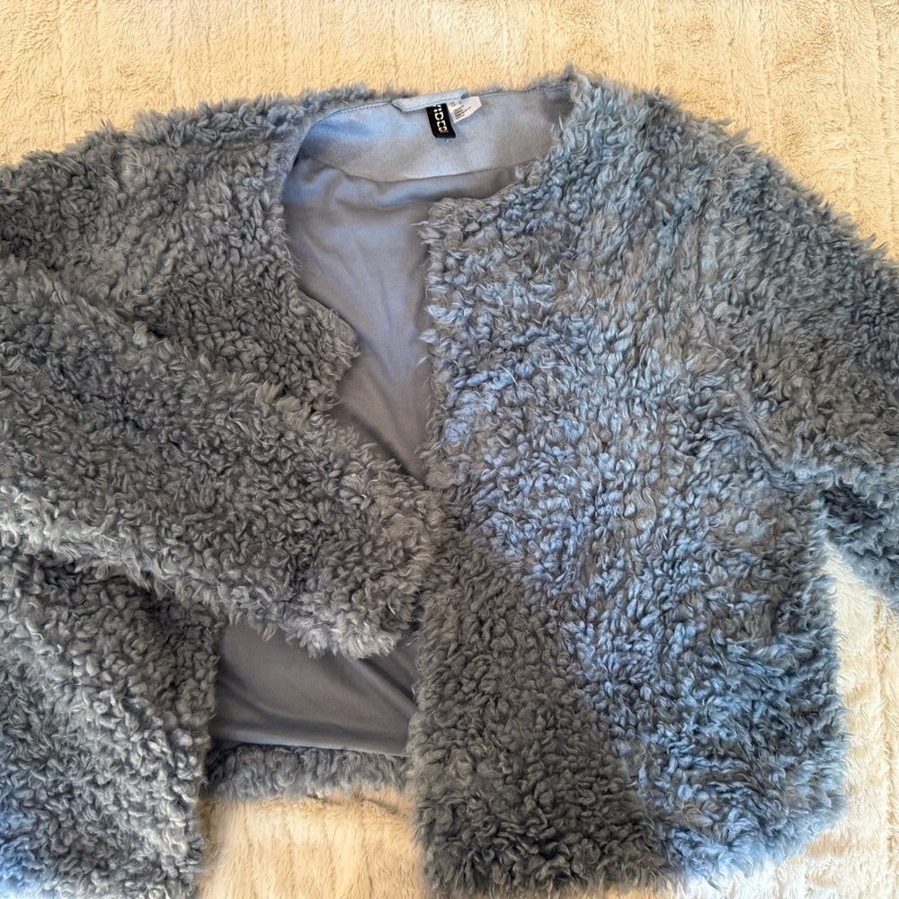 H&M Gray Teddy Jacket Plush Cozy Style